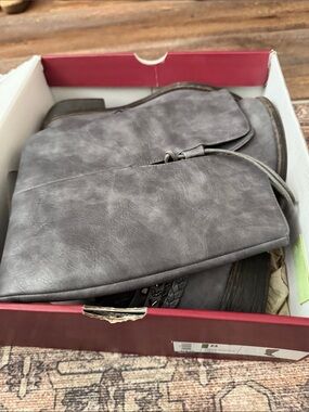 SO Gray Fold-Over Boot with Tie Detail